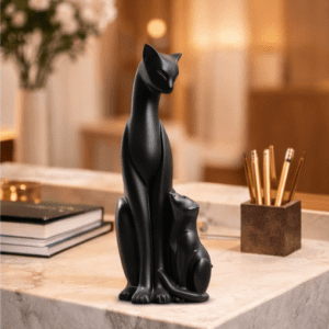 minimalist black mother cat showpiece for home decor