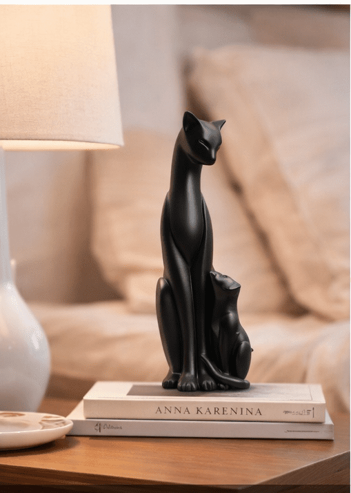 minimalist black mother cat showpiece for home decor