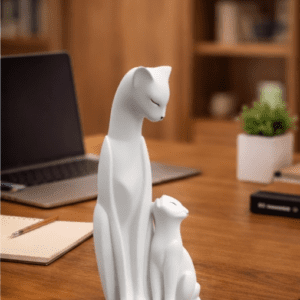 Minimalist White Cat Showpiece