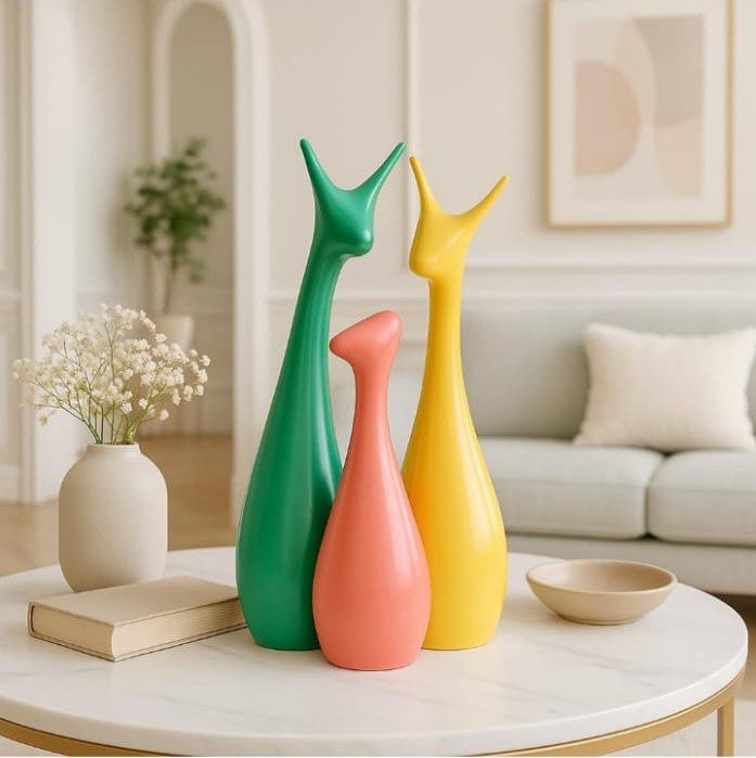 modern deer showpiece set for living room table deco